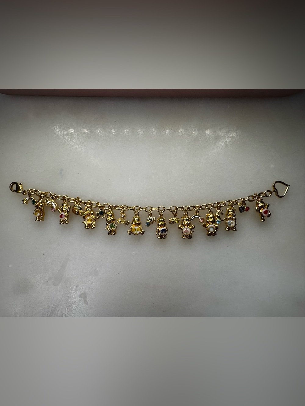 Bradford Exchange 24k Gold plate Care Bears Charm Bracelet